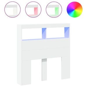 vidaXL LED-Kopfteil mit Ablagen Wei&szlig; 100x17x102 cm