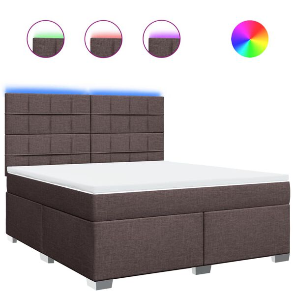 vidaXL Boxspringbett mit Matratze Dunkelbraun 180x200 cm Stoff