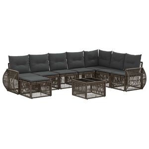 vidaXL Gartensofa-set 9 stk. Grau und Dunkelgrau Poly-Rattan