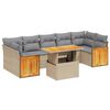 vidaXL 8-tlg. Garten-Sofagarnitur mit Kissen Beige Poly Rattan