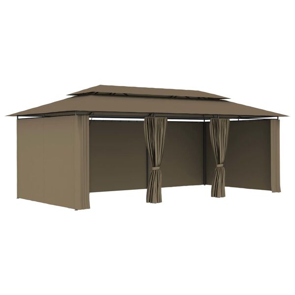 vidaXL Pavillon mit Vorhängen 600x298x270 cm Taupe 180 g/m²
