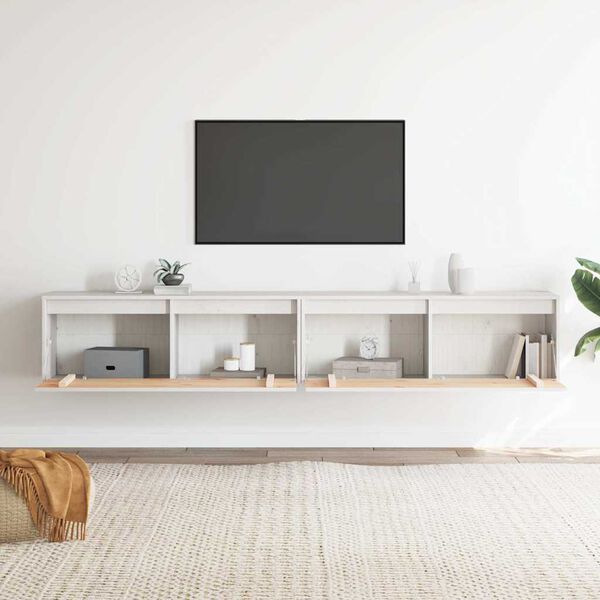 vidaXL Wandschr&auml;nke 2 Stk. Wei&szlig; 100x30x35 cm Massivholz Kiefer