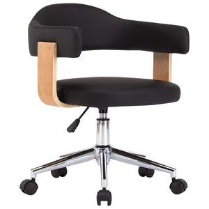 vidaXL Drehbarer B&uuml;rostuhl Schwarz Bugholz und Kunstleder