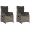 vidaXL Gartensessel 2 Stk. Verstellbar Grau Poly Rattan