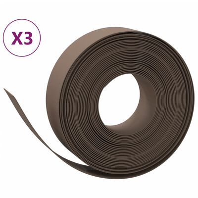 vidaXL Rasenkanten 3 Stk. Braun 10 m 15 cm Polyethylen
