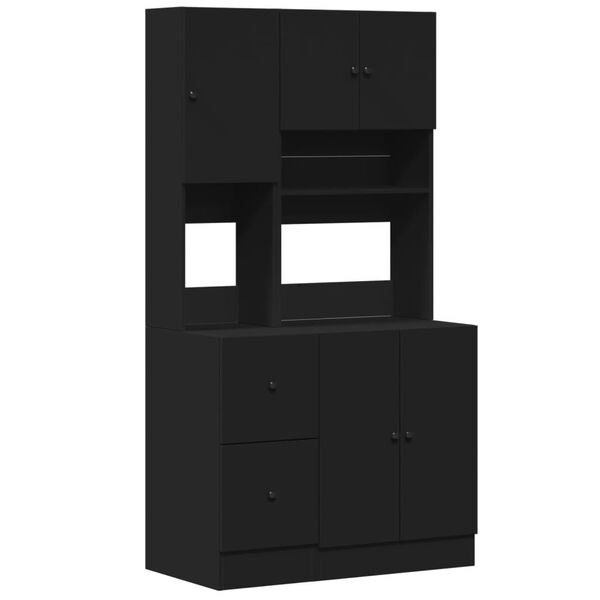 vidaXL K&uuml;chenschrank Schwarz 95x50x180 cm Holzwerkstoff