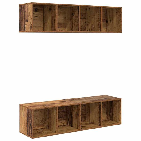 vidaXL TV-Schrankset Wandmontiert 3 pcs Altholz Holzwerkstoff