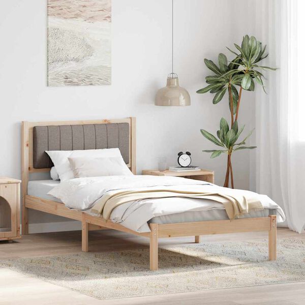 vidaXL Bettgestell mit gepolstertem Kopfteil Taupe 90 x 190 cm
