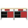 vidaXL Werkbank-Set mit Schubladen 2 pcs Rot 200 x 55 x 85 cm Stahl
