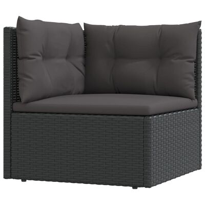 vidaXL 4-tlg. Garten-Lounge-Set mit Kissen Schwarz Poly Rattan