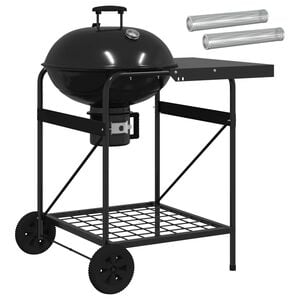 vidaXL Holzkohlegrill mit R&auml;uchertuben 91 x 71 x 107 cm Stahl Schwarz