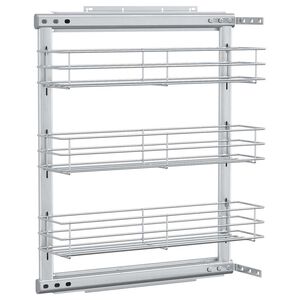 vidaXL 3-stufiger K&uuml;chen-Drahtkorb Ausziehbar Silbern 47x15,5x55,5 cm