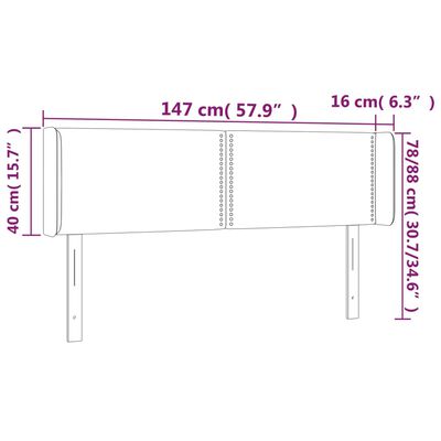 vidaXL Kopfteil mit Ohren Dunkelgrau 147x16x78/88 cm Stoff