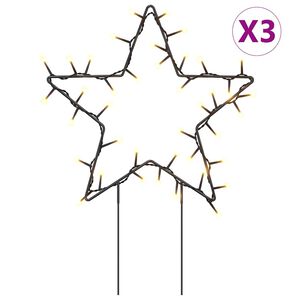 vidaXL Weihnachtssterne mit Erdspie&szlig;en 3 Stk. 50 LEDs 29 cm
