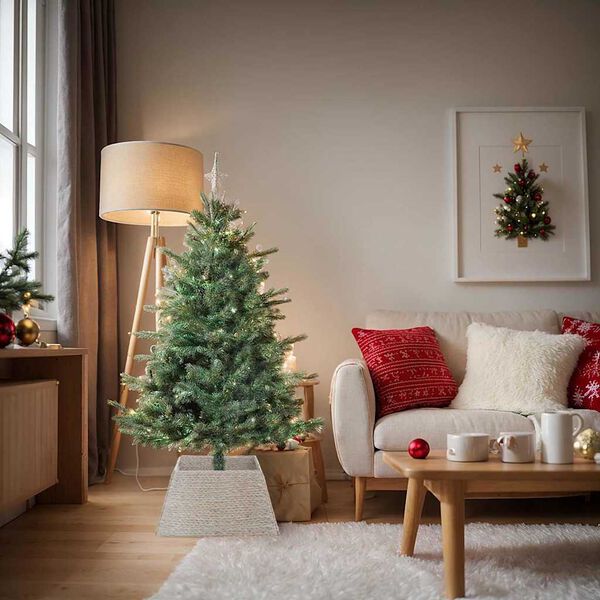 vidaXL Weihnachtsbaumkragen Wei&szlig; 60 x 60 x 28 cm Wasserhyazinthe