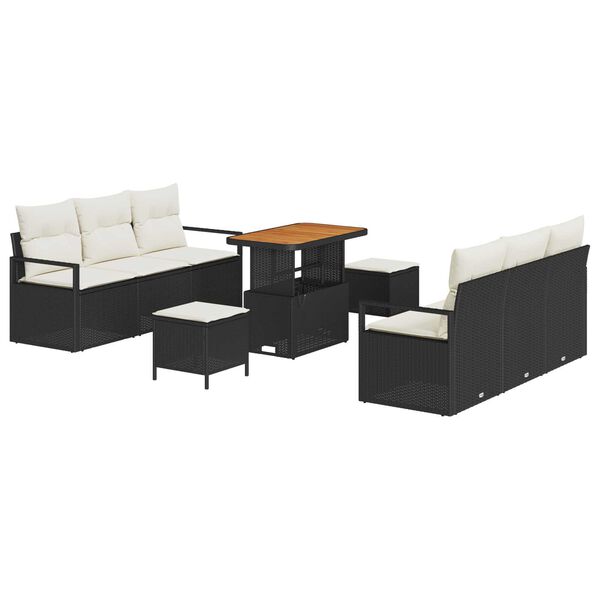 vidaXL Garten-Sofa-Set mit Speicher 9 pcs Schwarz Poly Rattan