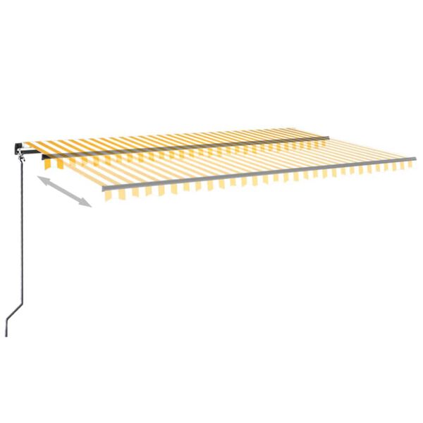 vidaXL Markise Manuell Einziehbar mit LED 500x300 cm Gelb & Wei&szlig;