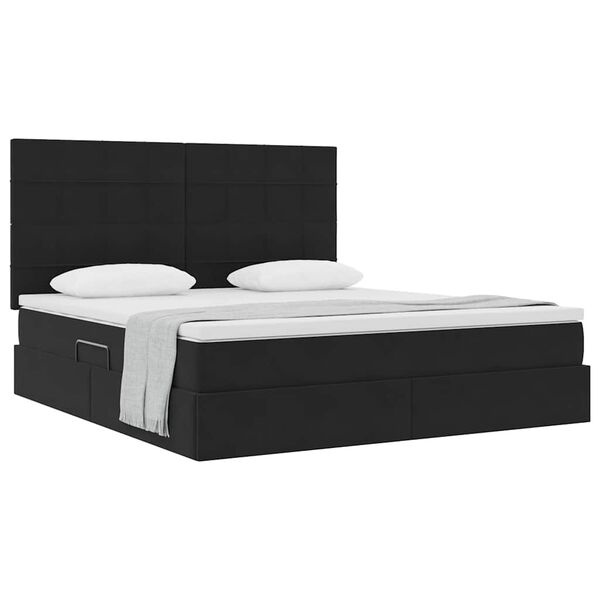 vidaXL Aufbewahrungsbett mit Matratze Schwarz 180 x 200 cm Samt