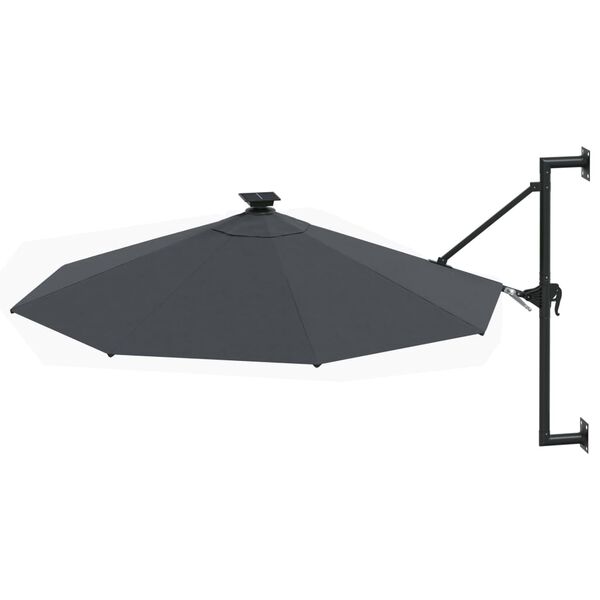 vidaXL Sonnenschirm zur Wandmontage mit LEDs 300 cm Anthrazit