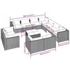 vidaXL 12-tlg. Garten-Lounge-Set mit Kissen Grau Poly Rattan