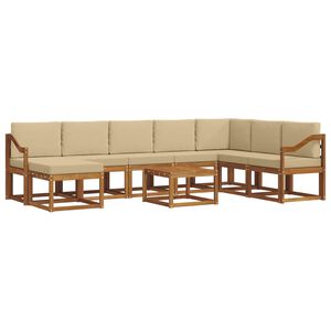 vidaXL Outdoor-Sofagarnitur 9 stk. Natur und Beige