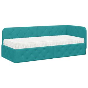 vidaXL Eckbettgestell T&uuml;rkis 80 x 200 cm Samt