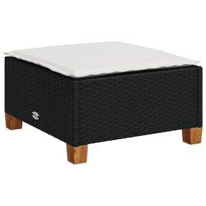 vidaXL Gartenhocker mit Kissen Schwarz 63,5x56x32 cm Poly Rattan