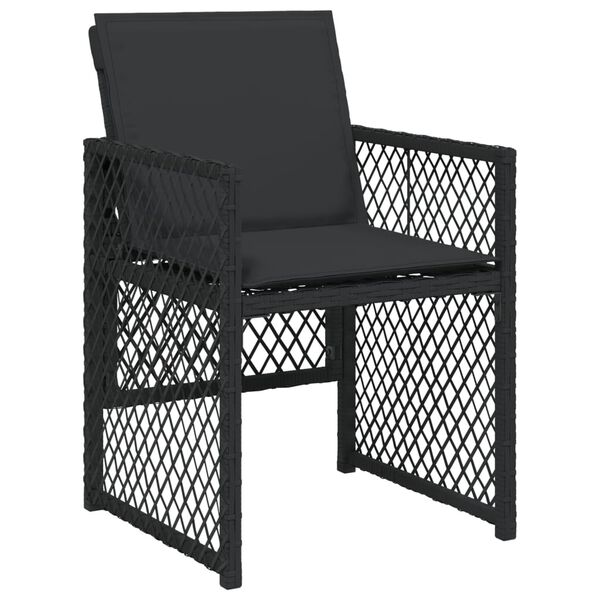 vidaXL 13-tlg. Garten-Essgruppe mit Kissen Schwarz Poly Rattan