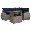 vidaXL 5-tlg. Garten-Sofagarnitur mit Kissen Grau Poly Rattan Akazie