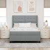 vidaXL LED Boxspringbett mit Matratze Hellgrau 140 x 190 cm Stoff