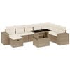 vidaXL 9-tlg. Garten-Sofagarnitur mit Kissen Beige Poly Rattan