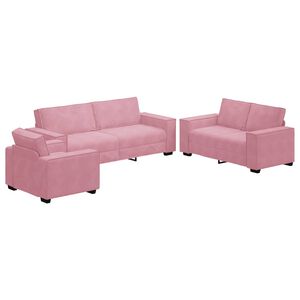 vidaXL 3-tlg. Sofagarnitur mit Kissen Rosa Samt