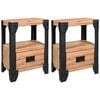 vidaXL Nachttische 2 Stk. Akazienholz Massiv Stahl 40 x 30 x 54 cm