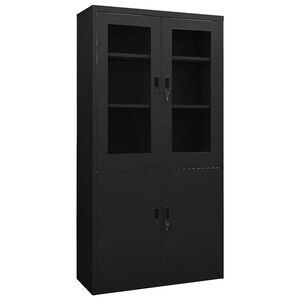 vidaXL B&uuml;roschrank Schwarz 90x40x180 cm Stahl
