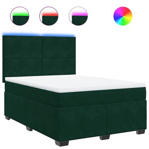 vidaXL Boxspringbett mit Matratze Dunkelgr&uuml;n 140x200 cm Samt