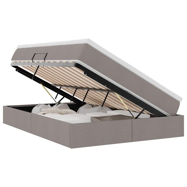 vidaXL Aufbewahrungsbett mit Matratze Taupe 140 x 190 cm Polyester