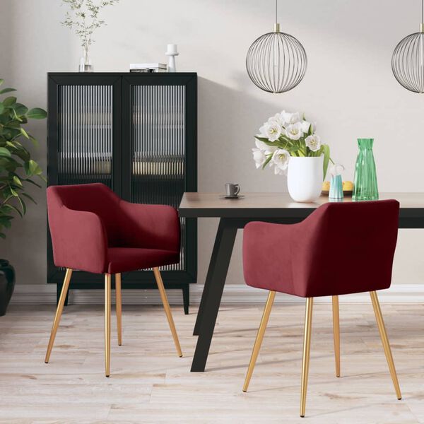 vidaXL Esszimmerst&uuml;hle 2 Stk. Weinrot Samt