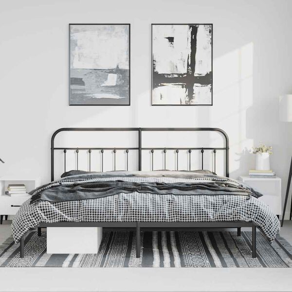 vidaXL Bettgestell mit Kopfteil Metall Schwarz 183x213 cm