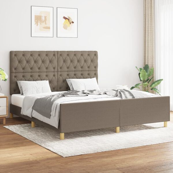 vidaXL Bettgestell ohne Matratze Taupe 160x200 cm Stoff