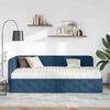 vidaXL Eckbettgestell mit Matratze mit Kopfteil Blau 90 x 200 cm Stoff