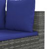 vidaXL 3-tlg. Garten-Sofagarnitur mit Kissen Grau Poly Rattan