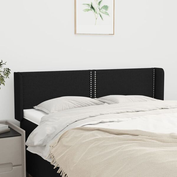vidaXL Kopfteil mit Ohren Schwarz 147x16x78/88 cm Stoff