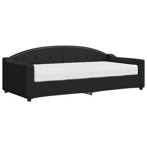 vidaXL Tagesbett mit Matratze Schwarz 90x200 cm Stoff