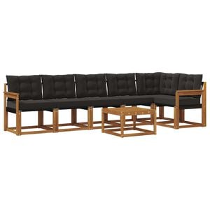 vidaXL Outdoor-Sofagarnitur mit Kissen 7 pcs Nat&uuml;rlich und Schwarz