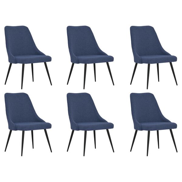 vidaXL Esszimmerst&uuml;hle 6 Stk. Blau Stoff
