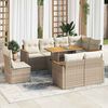 vidaXL 9-tlg. Garten-Sofagarnitur mit Kissen Beige Poly Rattan Akazie