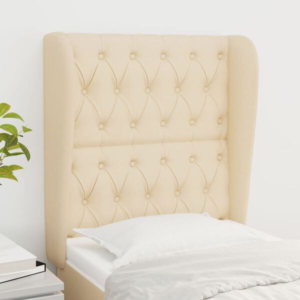 vidaXL Kopfteil mit Ohren Creme 83x23x118/128 cm Stoff