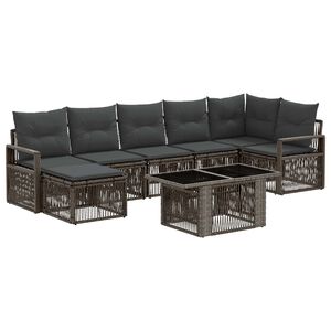 vidaXL Gartensofa-set 8 stk. Grau und Dunkelgrau Poly-Rattan