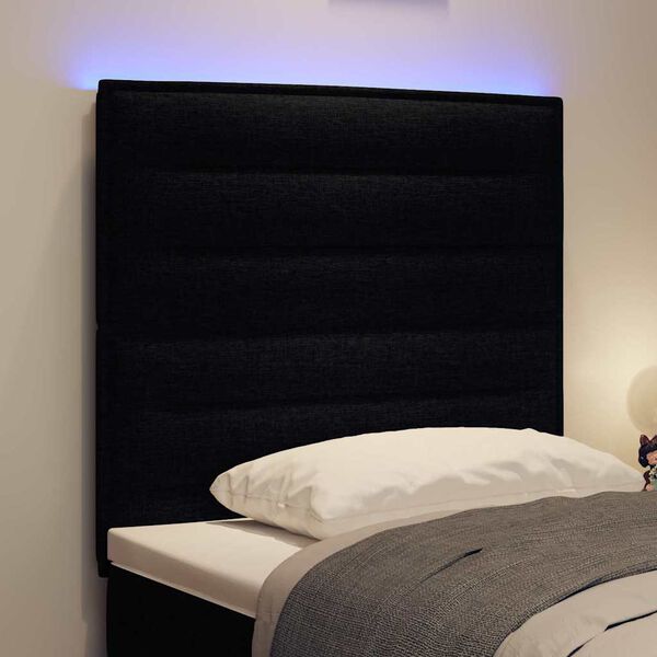 vidaXL LED Kopfteil mit LED-Lichtleisten Schwarz 90 cm Polyester