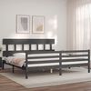 vidaXL Massivholzbett mit Kopfteil Grau 200x200 cm